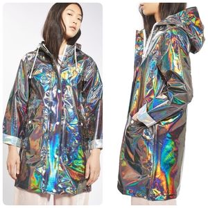 Topshop Holographic/Iridescent Raincoat